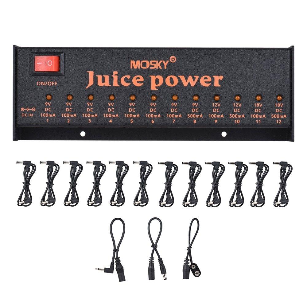 MOSKY JUICE POWER Guitar Effect Power Supply Station 12 Isolated DC Outputs for 9V 12V 18V Guitar Effects Low-power Amplifier Amp