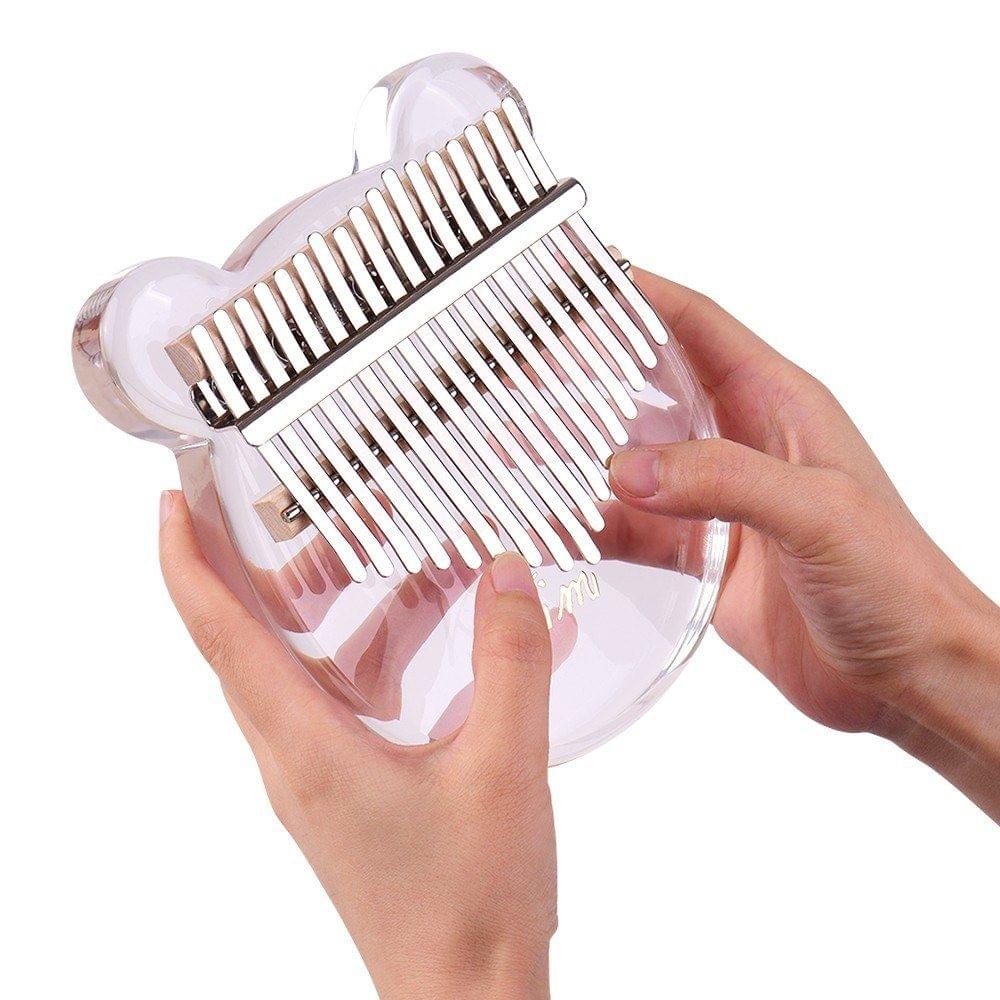 17-Key Kalimba Thumb Piano Transparent Acrylic Material with Carry Bag Musical Note Stickers Tuning Hammer Cleaning Cloth Musical Gift