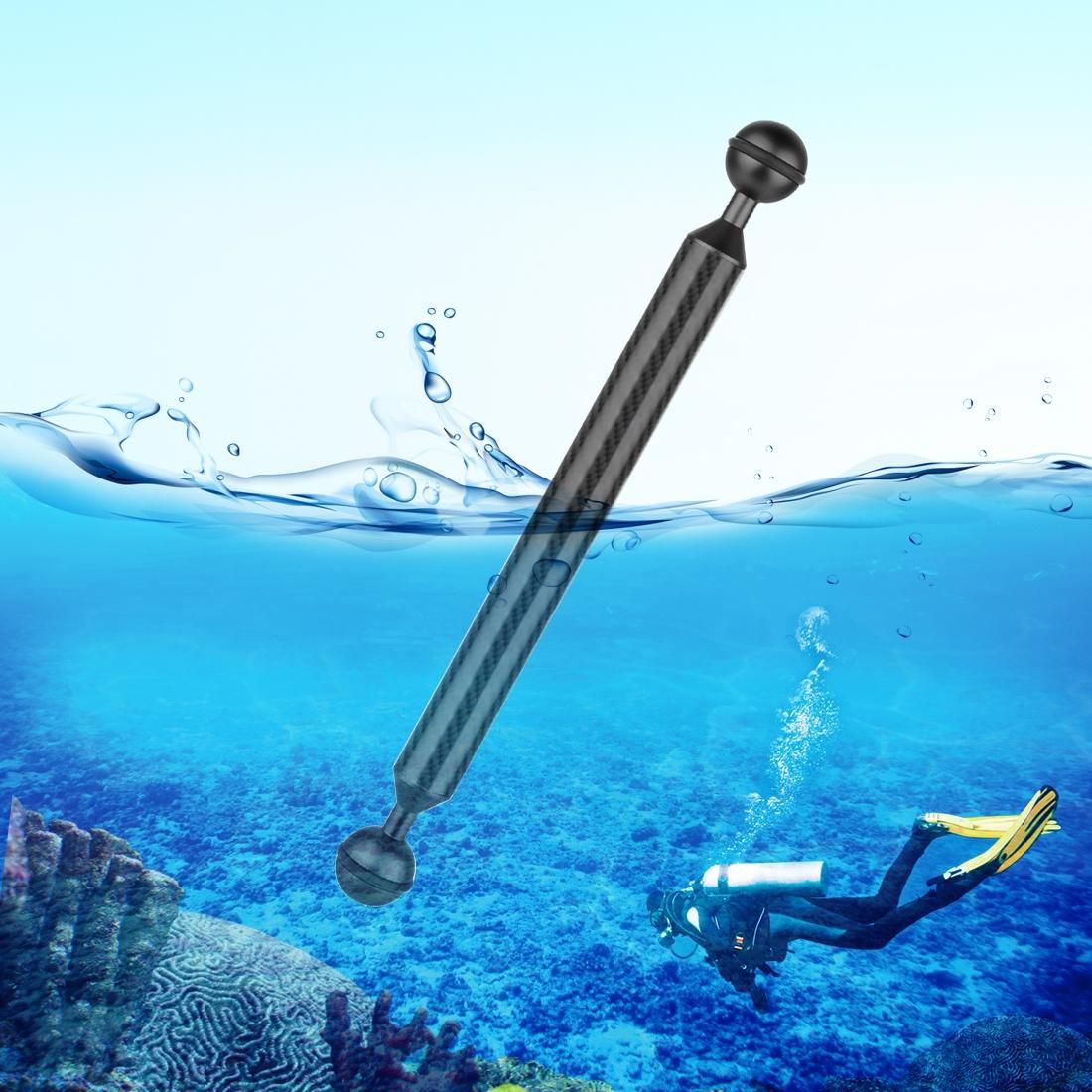 PULUZ 10 inch 25.4cm Length 20.8mm Diameter Dual Balls Carbon Fiber Floating Arm, Ball Diameter: 25mm (Black)