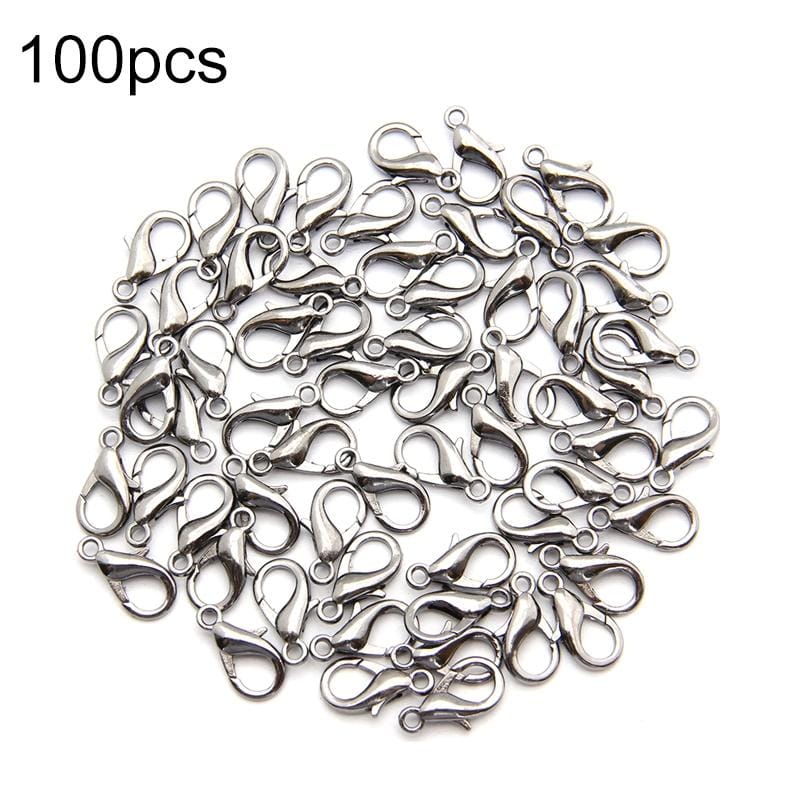 100 PCS 12mm DIY Jewelry Accessories High-quality Alloy Lobster Claw (Silver)
