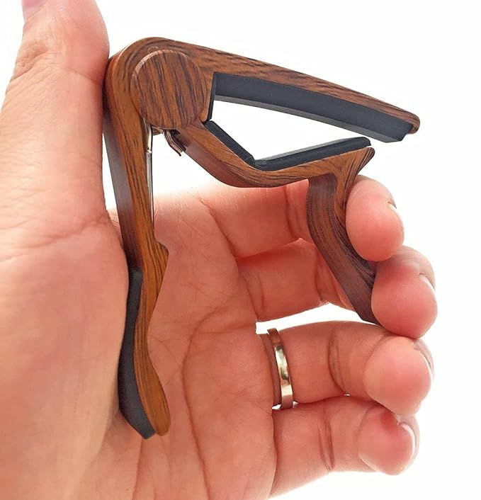UNIQKART Guitar Capo for 6-String Acoustic Electric Guitars, Quick Change for U-kulele B-anjo Man-dolin Bass with 5 Free Picks, Rosewood
