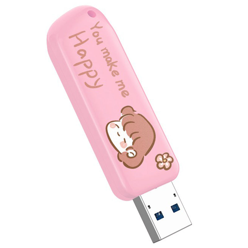 Eaget F66 Cartoon Painted 64G U Disk USB3.0 Flash Drive High-Speed 120MB/S Data Transfer Memory Stick - Pink