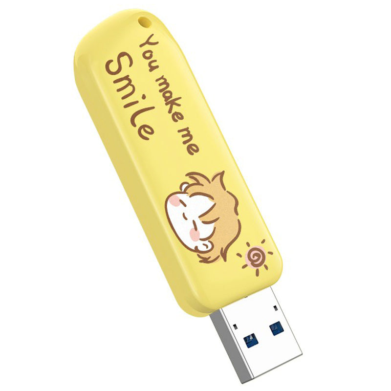 Eaget F66 Cartoon Painted 64G U Disk USB3.0 Flash Drive High-Speed 120MB/S Data Transfer Memory Stick - Yellow