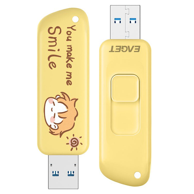 Eaget F66 128G U Disk High-Speed 120MB/S Data Transfer USB3.0 Flash Drive Cartoon Painted Memory Stick - Yellow