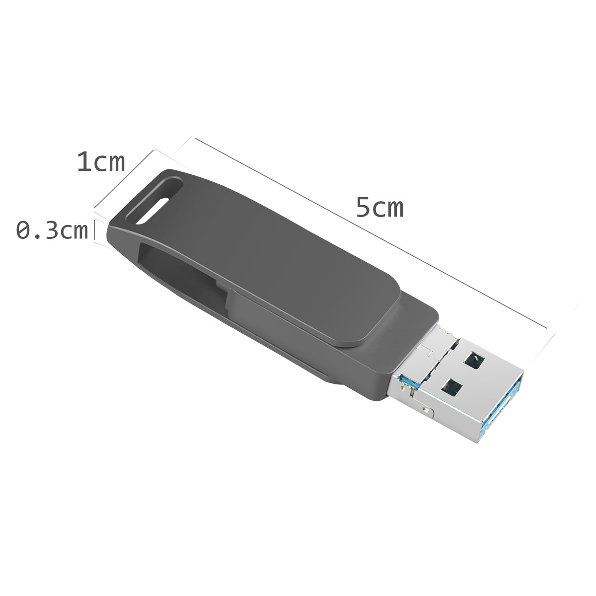 Uniqkart R-PK004 64GB Memory Stick 3 in 1 Lightning/Micro USB/USB 3.0 High Speed Flash Drive OTG U Disk - Silver