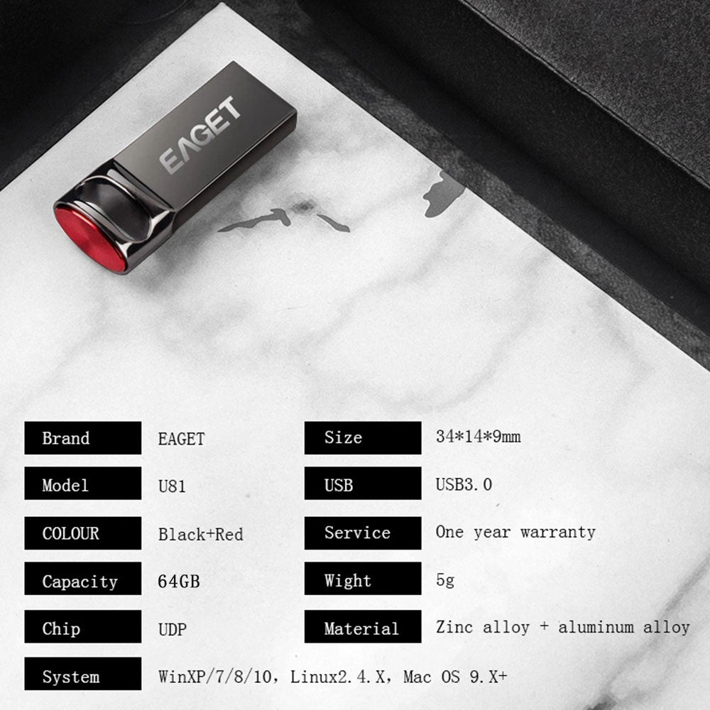 Eaget U81 64G USB 3.0 Flash Drive High-speed Transmission USB Drive Memory Storage Thumb Drive Stick