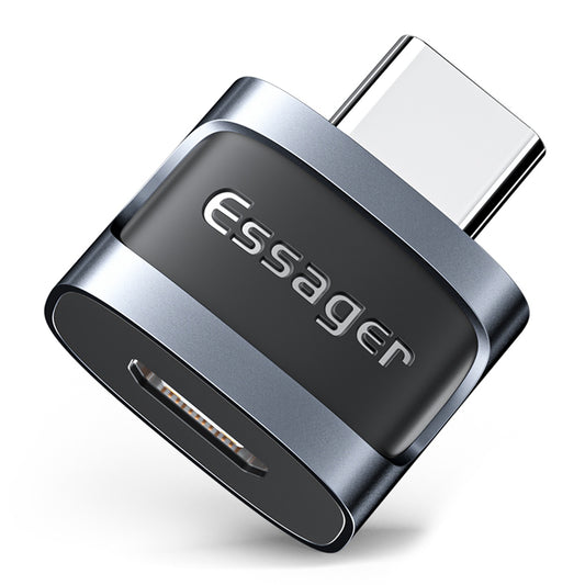 Essager Micro USB Female to Type-C Male USB2.0 Data Transfer Charging OTG Adapter - Blue