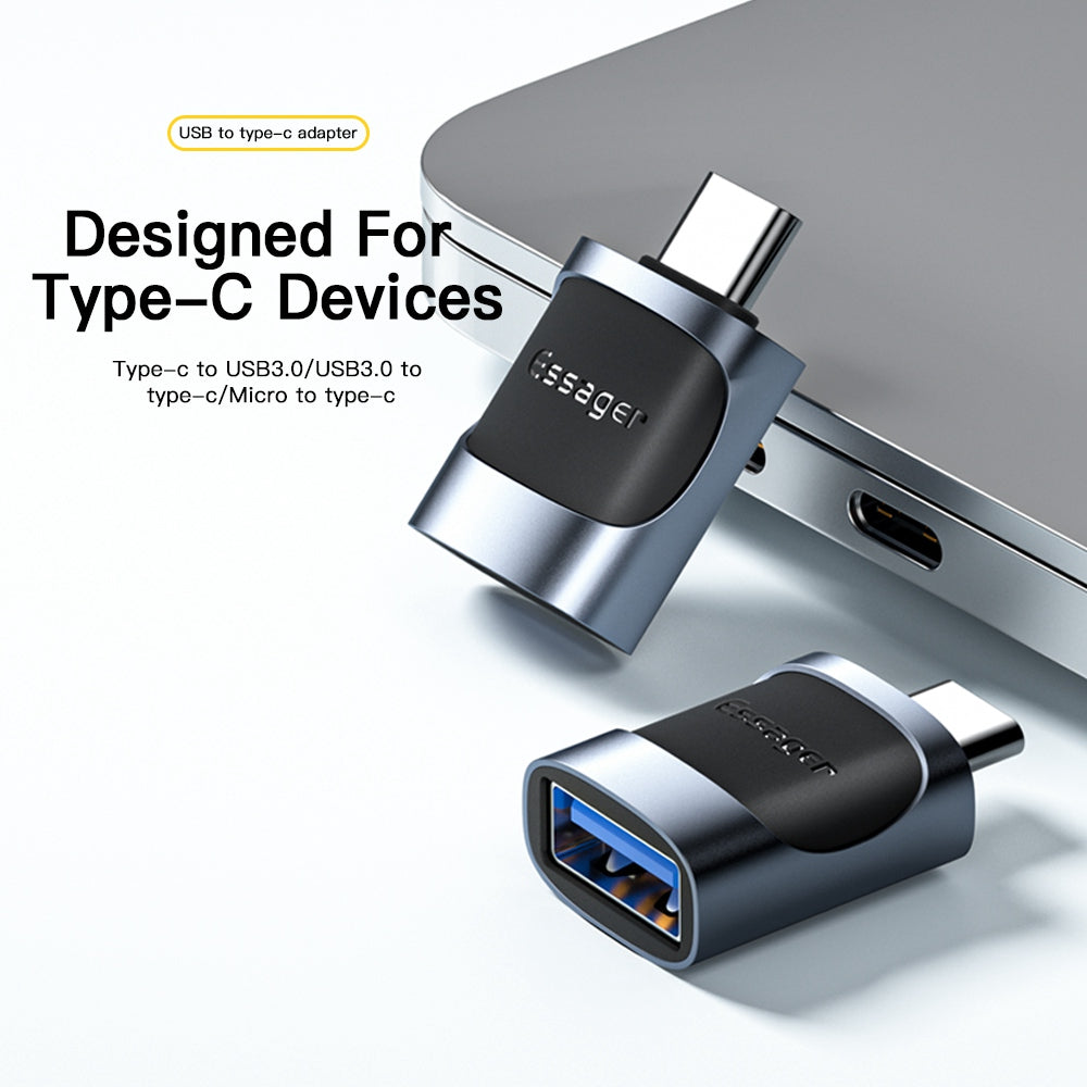 Essager USB Female to Type-C Male USB3.0 5Gbps Data Transmission Charging Connector OTG Adapter - Black