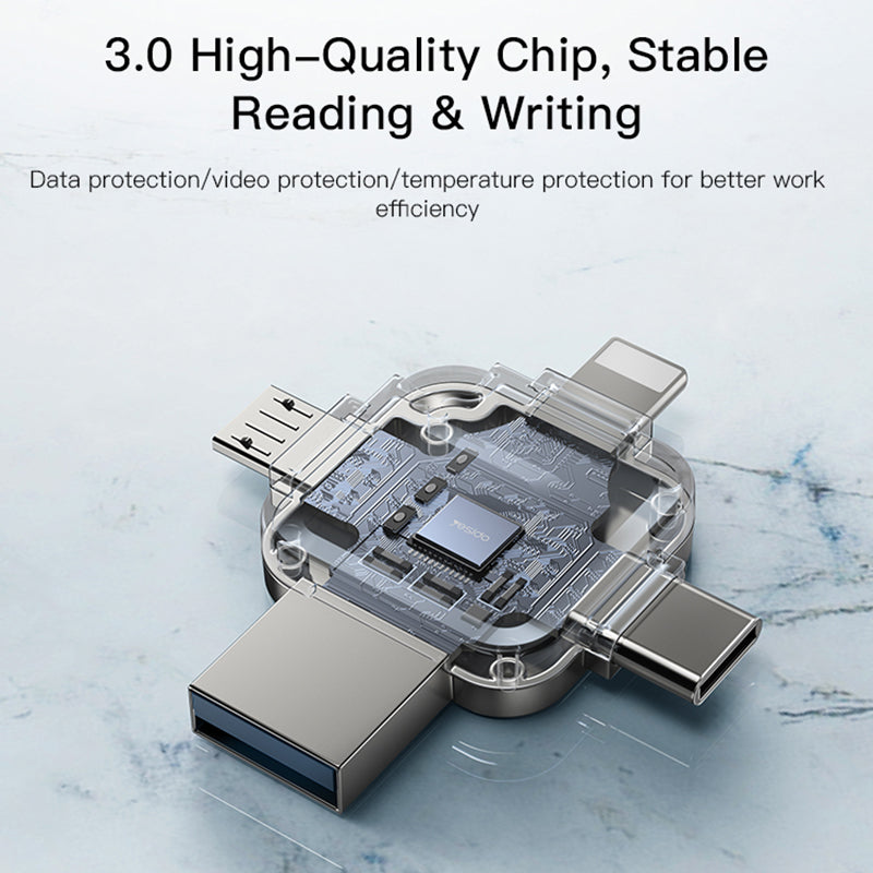 Uniqkart FL15 16GB U Disk USB3.0 Flash Drive 4-in-1 Memory Stick for iOS Android Phone Tablet PC