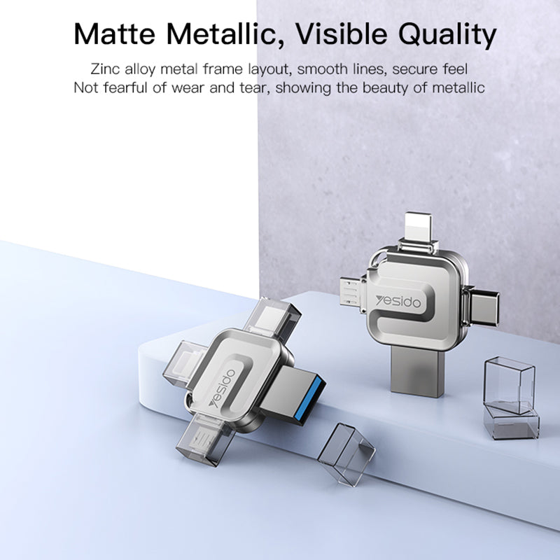 Uniqkart FL15 16GB U Disk USB3.0 Flash Drive 4-in-1 Memory Stick for iOS Android Phone Tablet PC