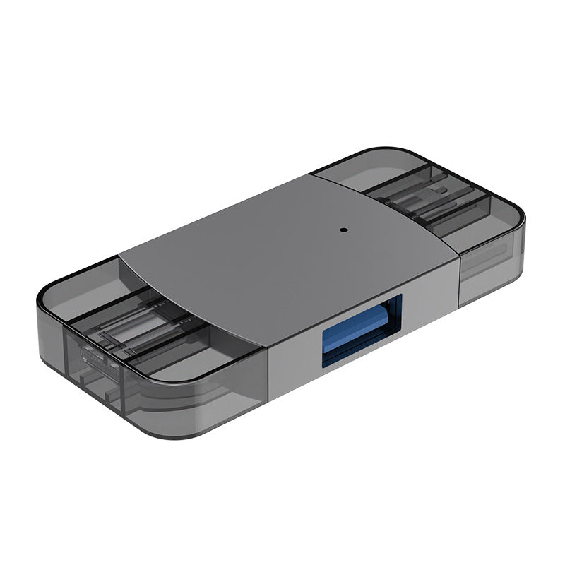 2 in 1 Type C+Lightning USB 3.0 OTG Adapter Portable U Disk Mouse Keyboard Converter - Black
