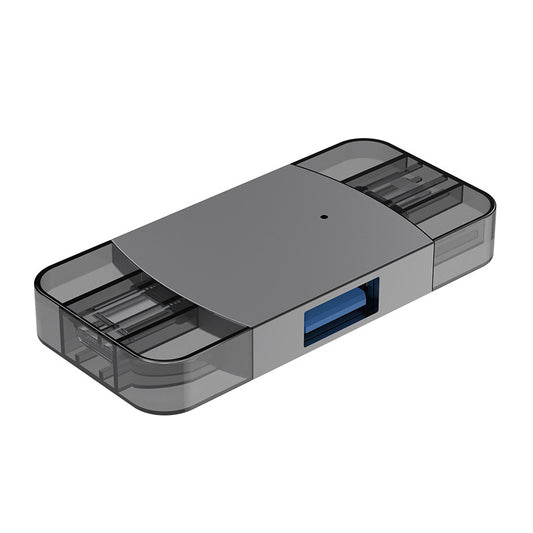 2 in 1 Type C+Lightning USB 3.0 OTG Adapter Portable U Disk Mouse Keyboard Converter - Black