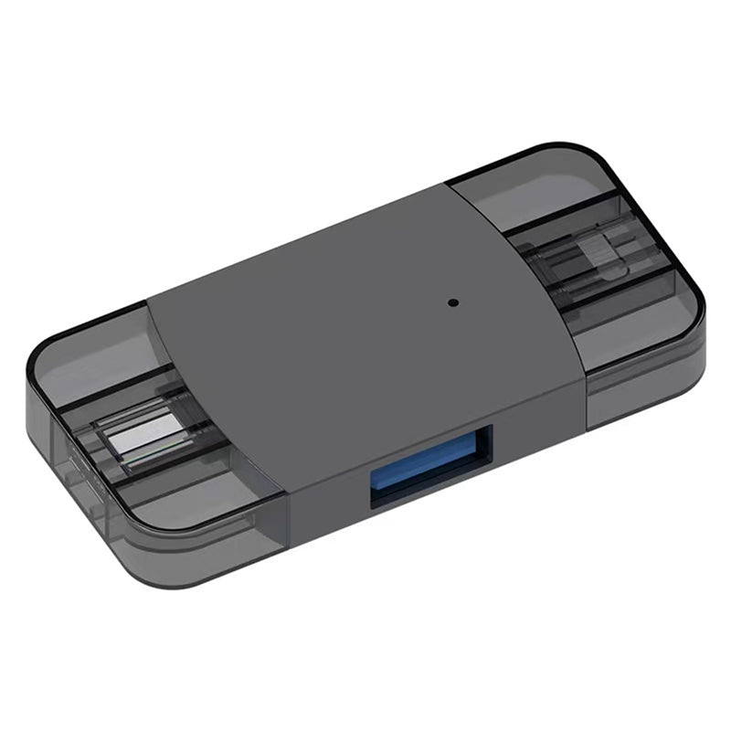 2 in 1 Type C+Lightning USB 3.0 OTG Adapter Portable U Disk Mouse Keyboard Converter - Black