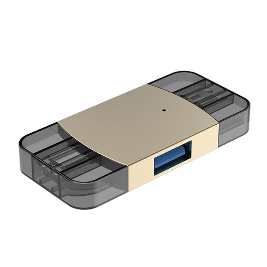 2 in 1 Type C+Lightning USB 3.0 OTG Adapter Portable U Disk Mouse Keyboard Converter - Gold