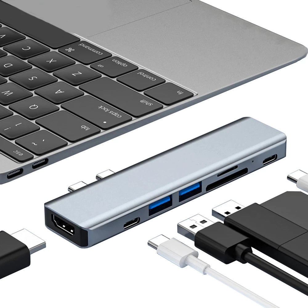 YG-2101 7 in 1 USB Hub with 4K HDMI USB 3.0 PD Fast Charge SD TF Card Reader Multiport Docking Station Adapter for MacBook Pro/Air