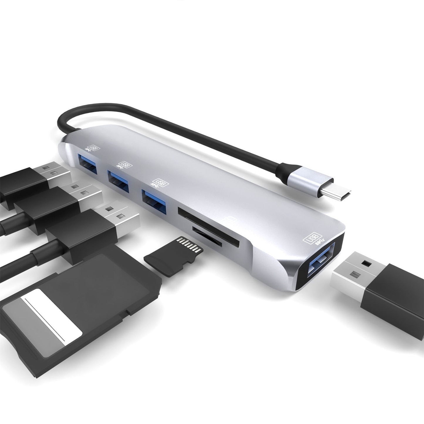 NK-3043 6 in 1 Type-C Hub USB 3.0 Docking Station TF Card Reader for iPad Pro MacBook Air Pro