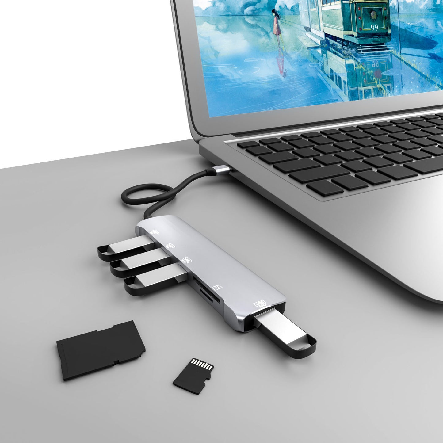 NK-3043 6 in 1 Type-C Hub USB 3.0 Docking Station TF Card Reader for iPad Pro MacBook Air Pro