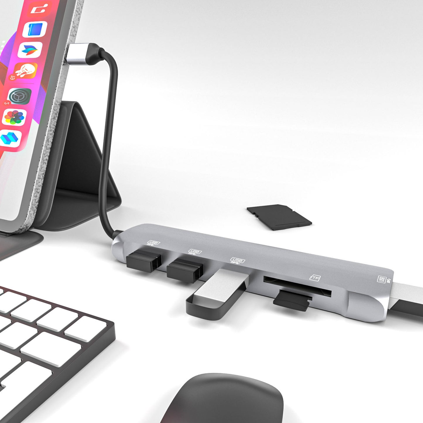 NK-3043 6 in 1 Type-C Hub USB 3.0 Docking Station TF Card Reader for iPad Pro MacBook Air Pro