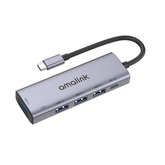 AL-95119D 5-in-1 USB C Hub to 4xUSB Ports and 1xPD3.0 Port Adapter Fast Charging USB C Hub for Laptops Computers Mobile Phones
