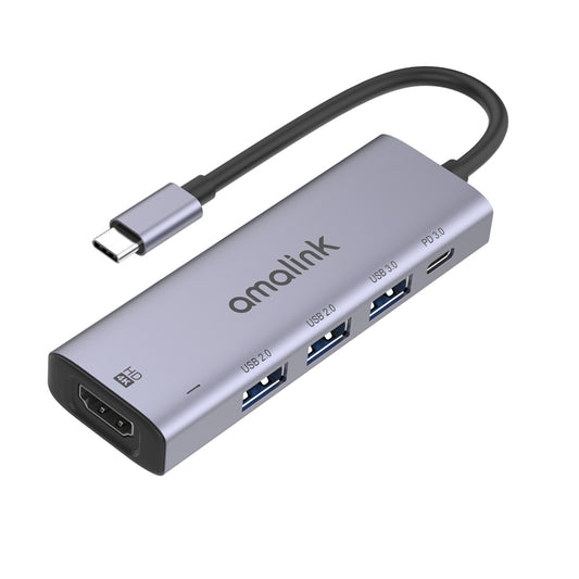 AL-95123D 5 in 1 86W Power Delivery Type C Hub 4K HDMI 2x USB 2.0 3.0 PD 3.0 Adapter for Mac OS X Microsoft Windows