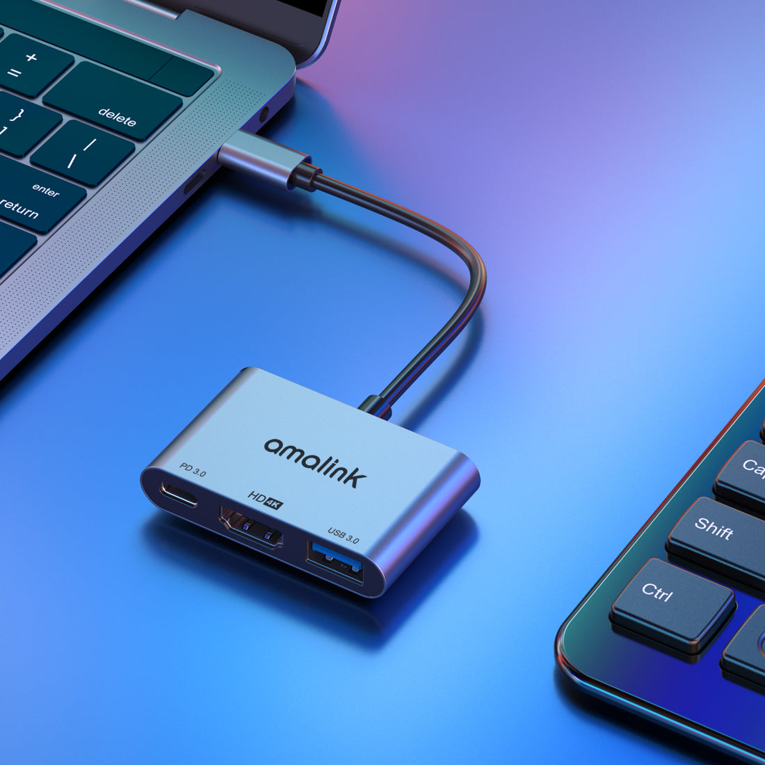 AL-9175D Type C to HDMI + USB 3.0 + PD 3.0 Adapter Multi-port Hub