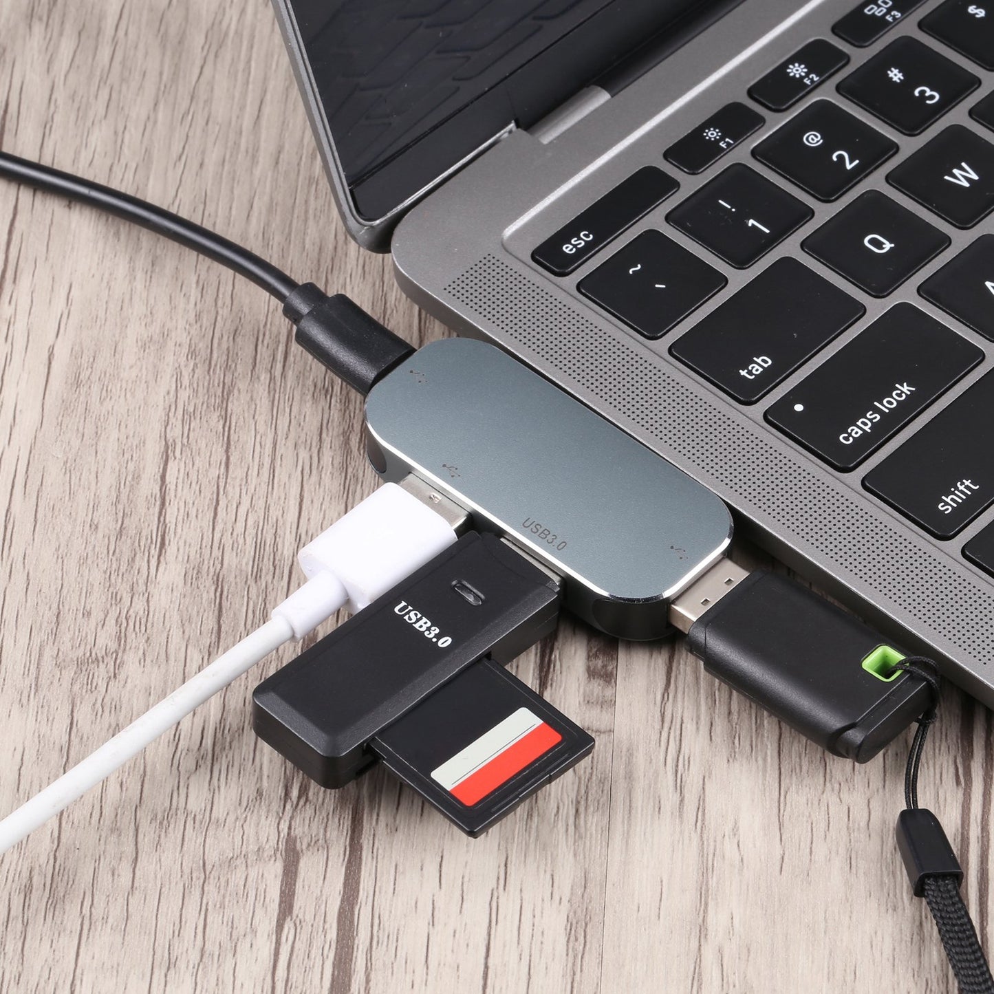 Multi-Port 4 in 1 Hub Type-C Male to Type-C+USB 3.0+Dual USB Female Adapter Portable Converter for Computers/Laptops