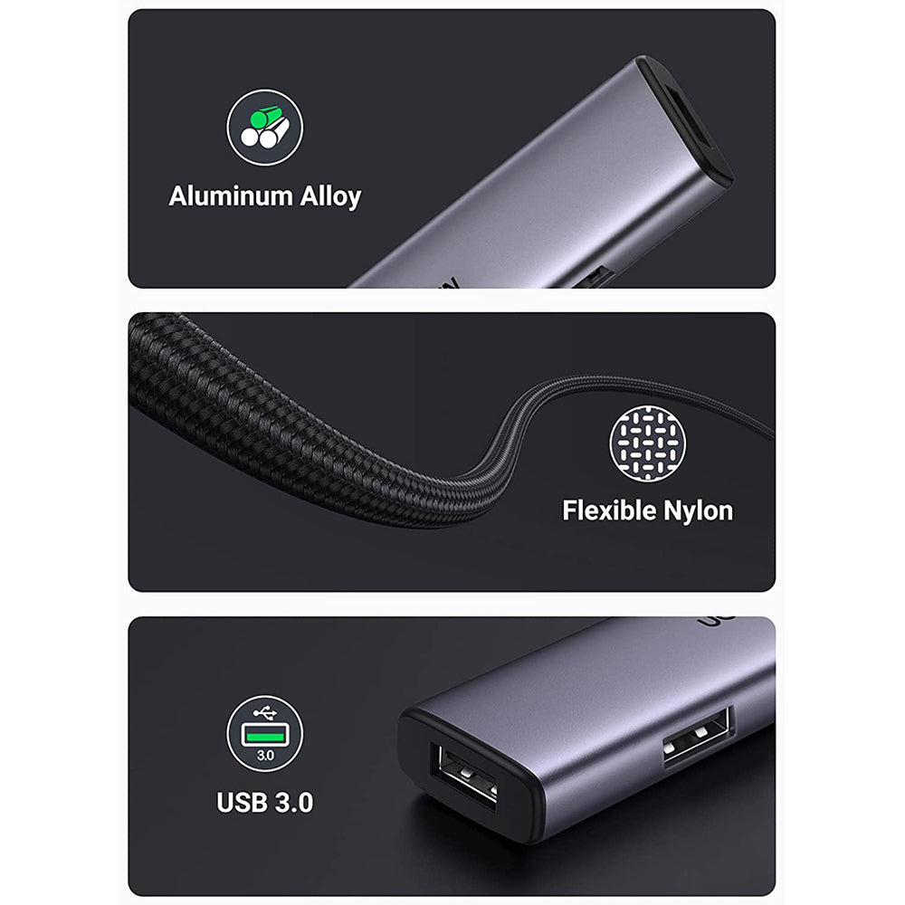 UGREEN 20841 USB C Hub Adapter Type C to 4 USB 3.0 Ports Converter Data Transfer Compatible with MacBook Pro Air M1 2021/2020/2019, iPad 2021, iPad Pro, Dell, Chromebook