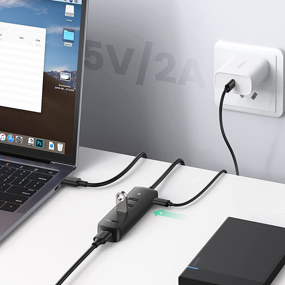 Uniqkart 0.5m USB Hub 4 Ports USB Adapter USB 3.0 Data Transfer Converter for iMac/Surface Pro/XPS/PS4/PS5/Xbox One/Flash Drive/Mobile Hard Drive