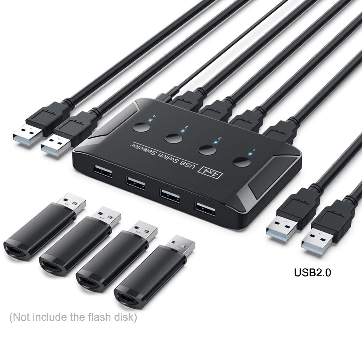 U2-040 USB 2.0 Switch Selector 4 USB Port Sharing 4 Devices for Keyboard Mouse Scanner Printer