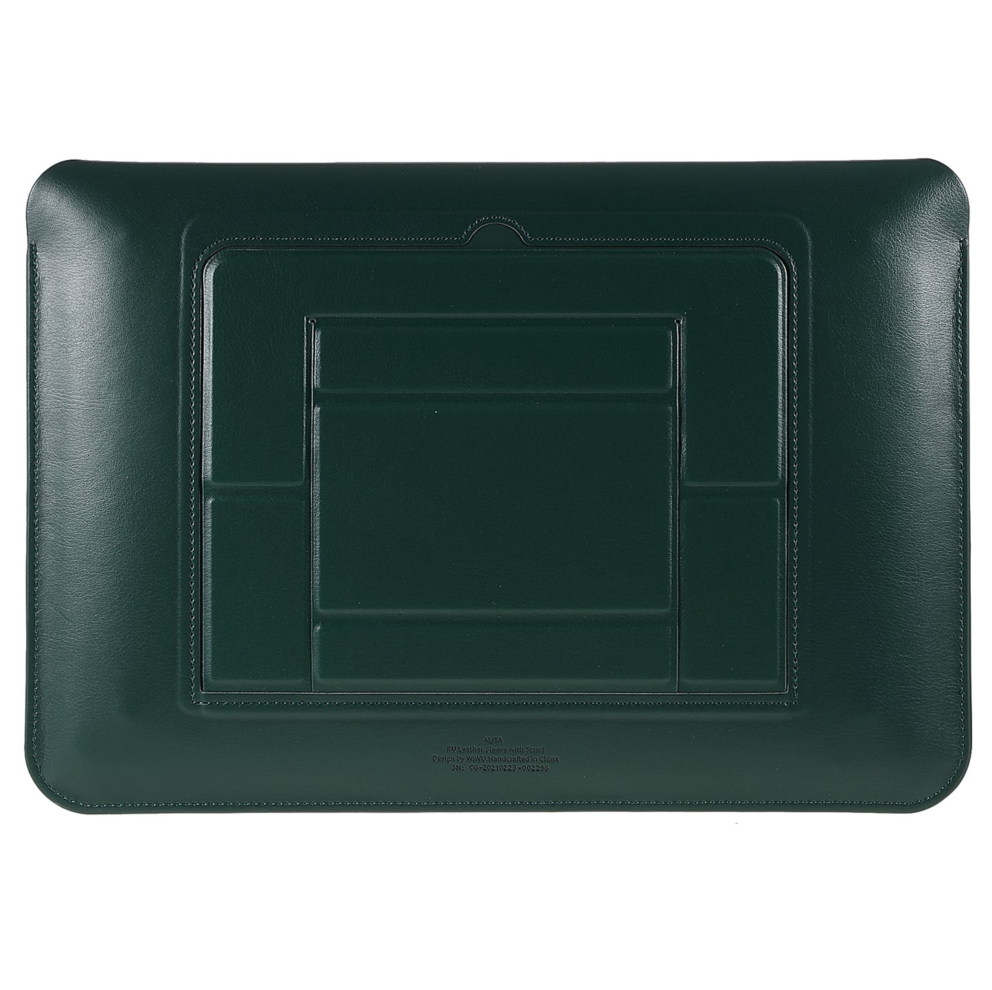 WIWU Skinpro Ultra-thin Laptop Stand Sleeve Leather Notebook Pouch Bag for MacBook Pro 16-inch - Blackish Green