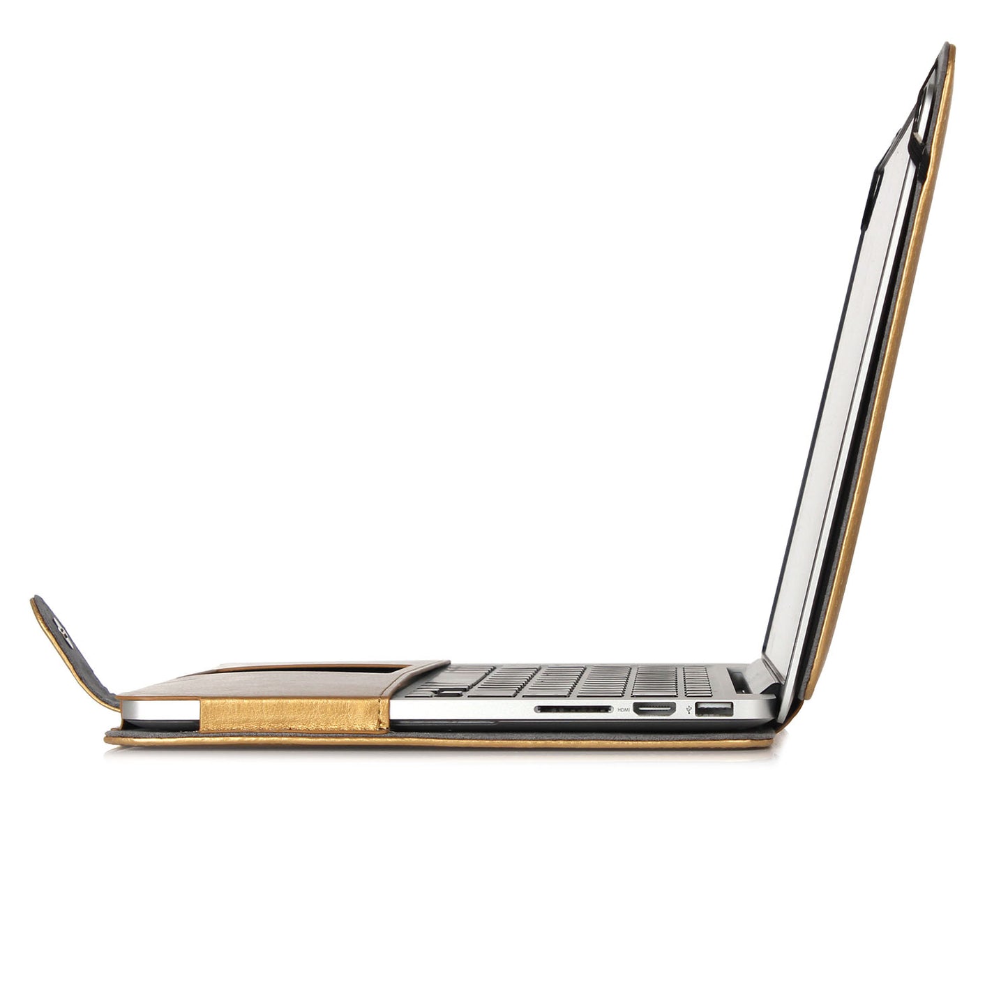 High-quality Shockproof Laptop Sleeve PU Leather Cover for MacBook Pro 14.2inch 2021 (A2442) - Gold