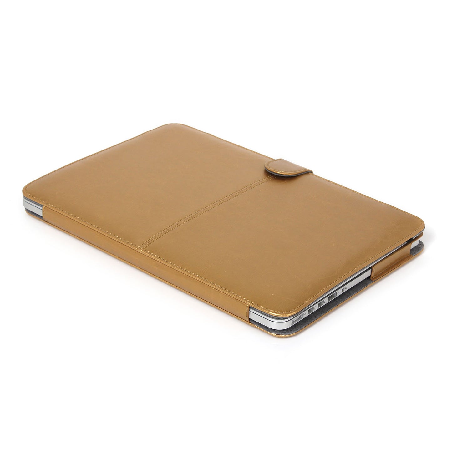 High-quality Shockproof Laptop Sleeve PU Leather Cover for MacBook Pro 14.2inch 2021 (A2442) - Gold