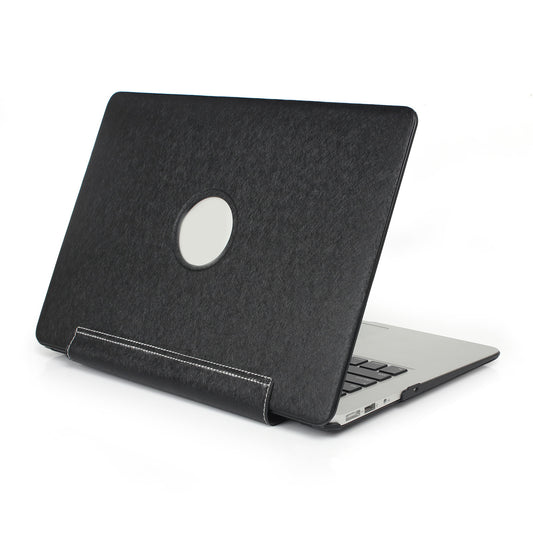 One Piece PU Leather + PC Protective Shell Case for MacBook Pro 13.3-inch (A1706/A1708/A1989/A2159/A2289/A2251/A2338) - Black