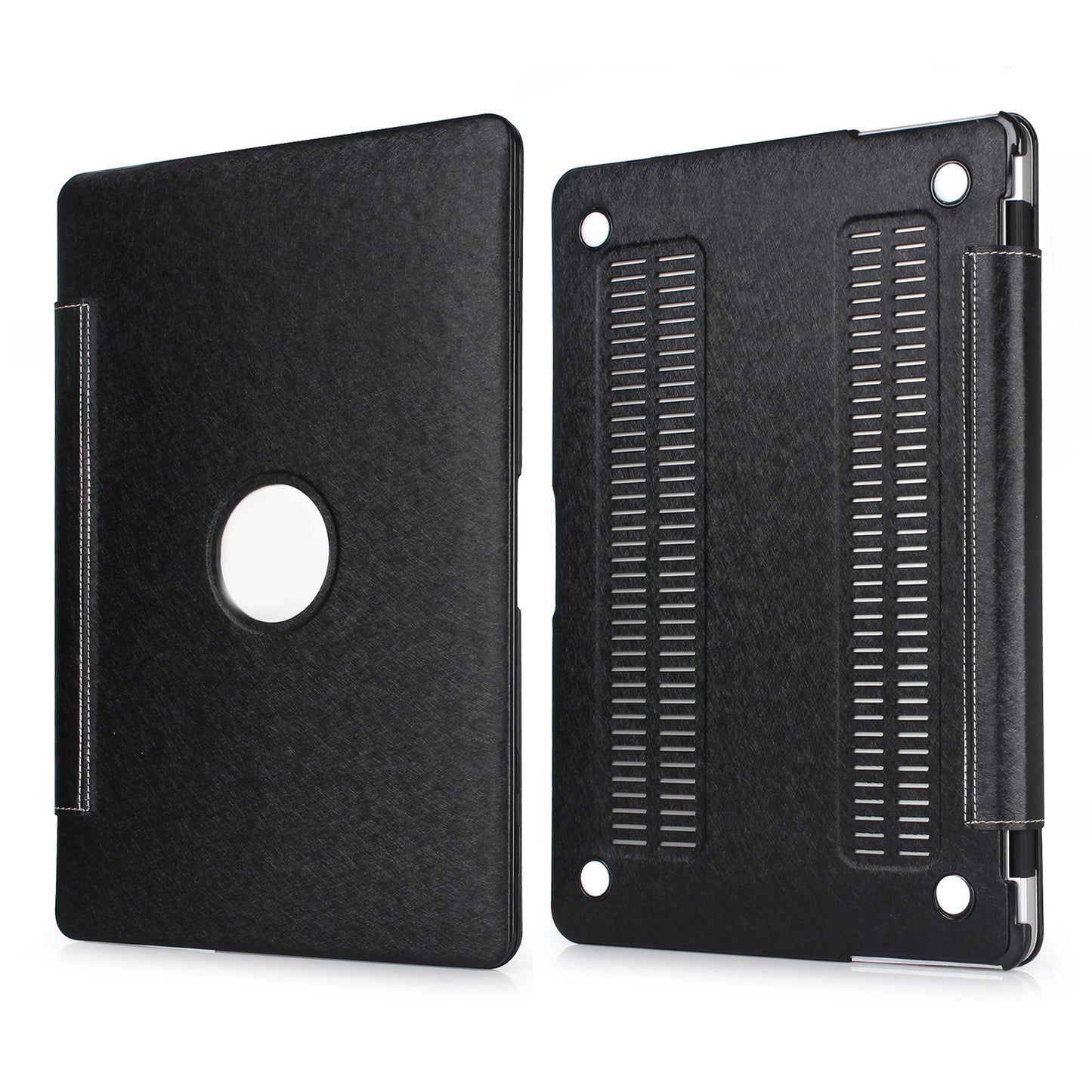 One Piece PU Leather + PC Protective Shell Case for MacBook Pro 13.3-inch (A1706/A1708/A1989/A2159/A2289/A2251/A2338) - Black