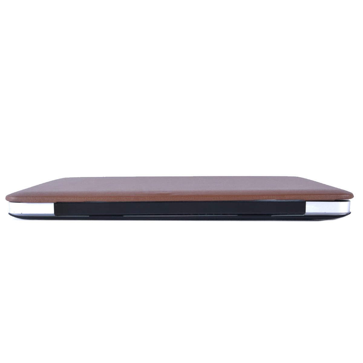 Anti-scratch PU Leather Coated PC Protective Case with Hollow-out Bottom for MacBook Air 13.3-inch (A1932/A2179/A2337) - Brown
