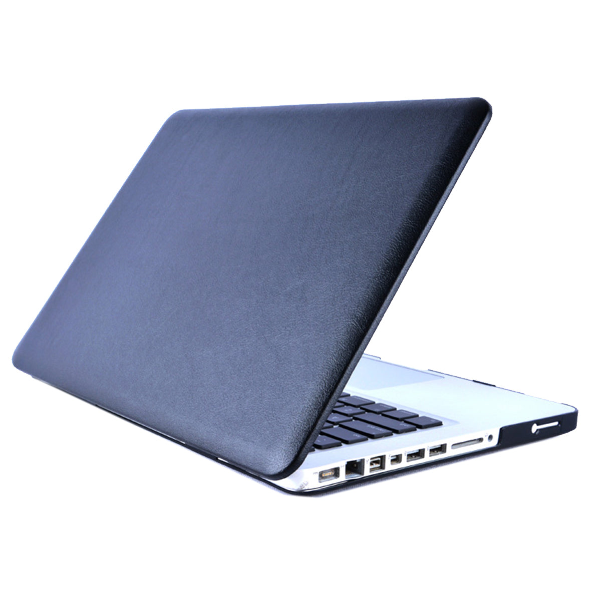 Anti-scratch PU Leather Coated PC Protective Case with Hollow-out Bottom for MacBook Air 13.3-inch (A1932/A2179/A2337) - Black