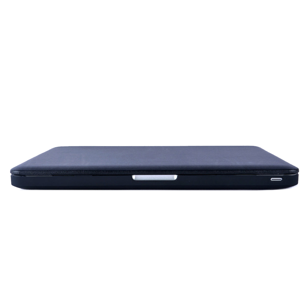 Anti-scratch PU Leather Coated PC Protective Case with Hollow-out Bottom for MacBook Air 13.3-inch (A1932/A2179/A2337) - Black