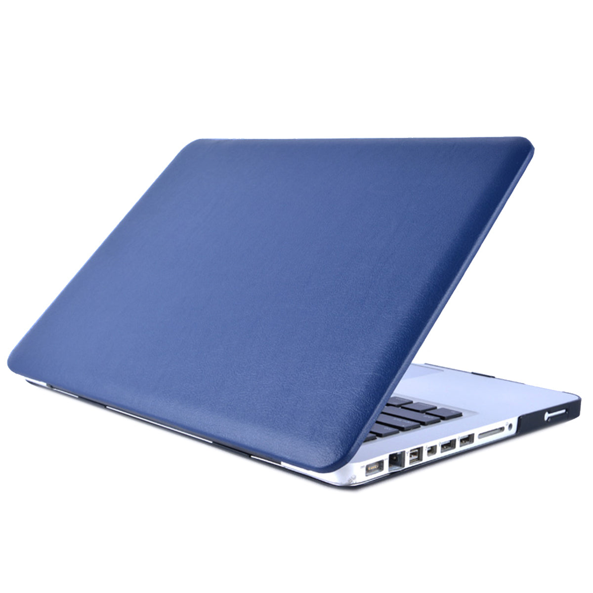 Anti-scratch PU Leather Coated PC Protective Case with Hollow-out Bottom for MacBook Air 13.3-inch (A1932/A2179/A2337) - Dark Blue
