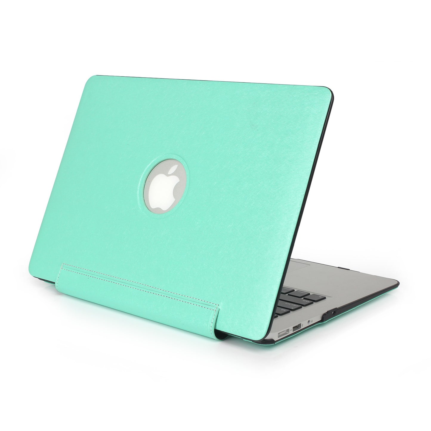 PU Leather + PC Protective Shell Cover with Hollow-out Bottom for MacBook Air 13.3 inch (A1932/A2179/A2337) - Green