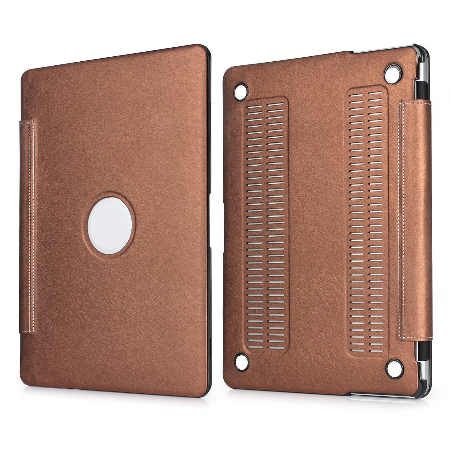 PU Leather + PC Laptop Full-Protection Shell Cover Case with Heat Dissipation Hollow-out Holes for MacBook Pro 16 inch (2019) (A2141) - Coffee