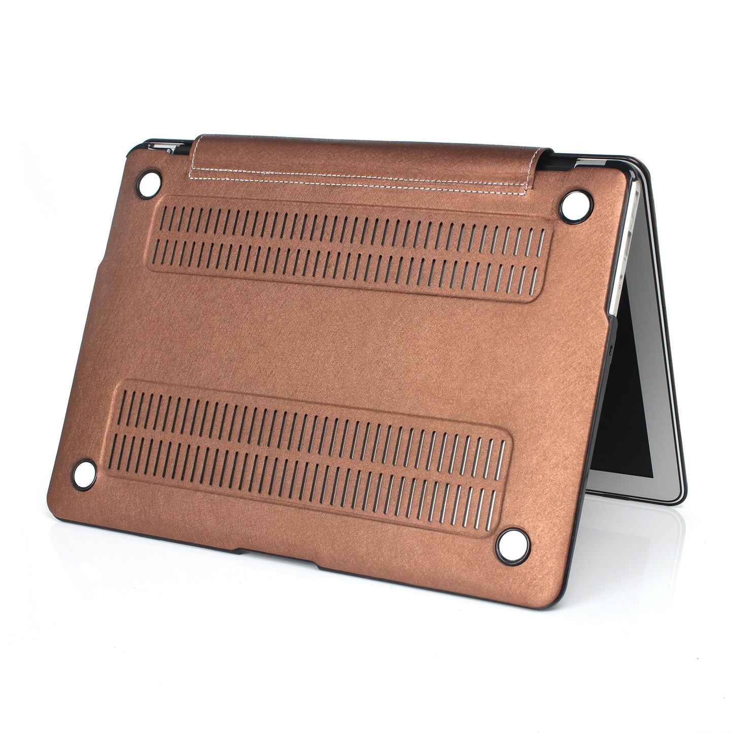 PU Leather + PC Laptop Full-Protection Shell Cover Case with Heat Dissipation Hollow-out Holes for MacBook Pro 16 inch (2019) (A2141) - Coffee