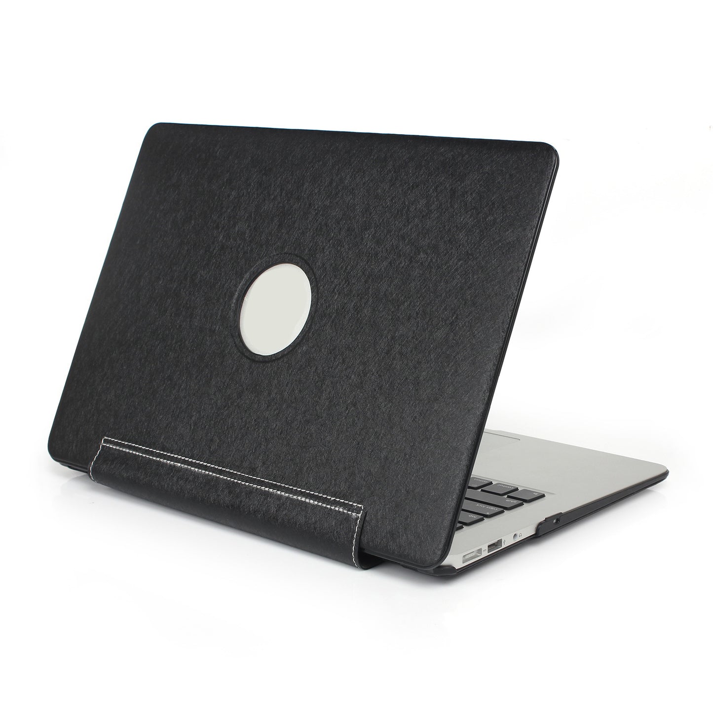 PU Leather + PC Laptop Full-Protection Shell Cover Case with Heat Dissipation Hollow-out Holes for MacBook Pro 16 inch (2019) (A2141) - Black