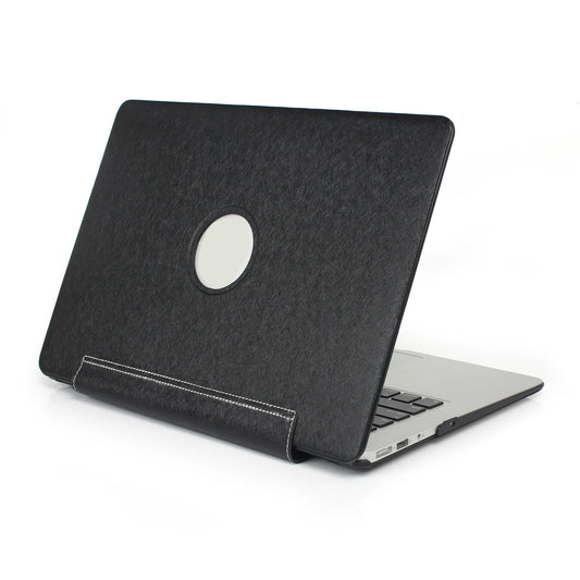 PU Leather + PC Laptop Full-Protection Shell Cover Case with Heat Dissipation Hollow-out Holes for MacBook Pro 16 inch (2019) (A2141) - Black