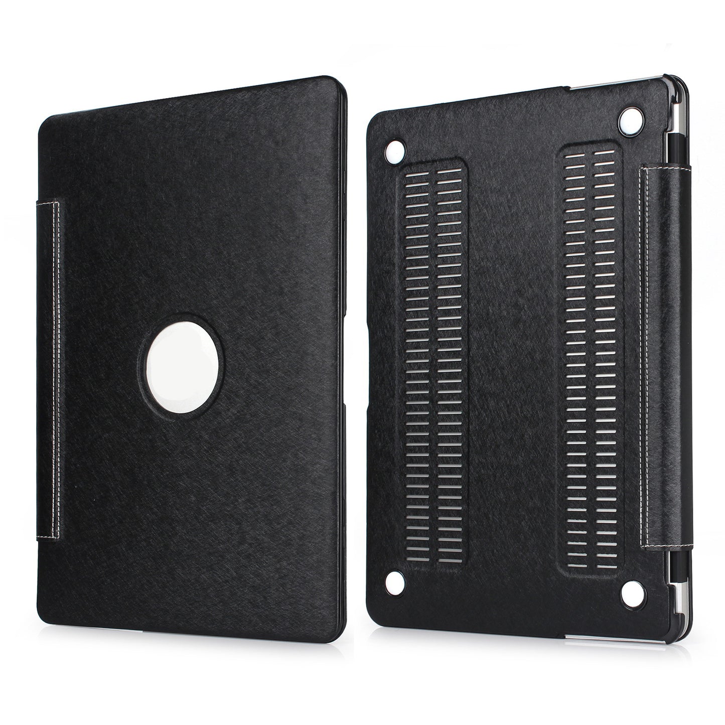 PU Leather + PC Laptop Full-Protection Shell Cover Case with Heat Dissipation Hollow-out Holes for MacBook Pro 16 inch (2019) (A2141) - Black