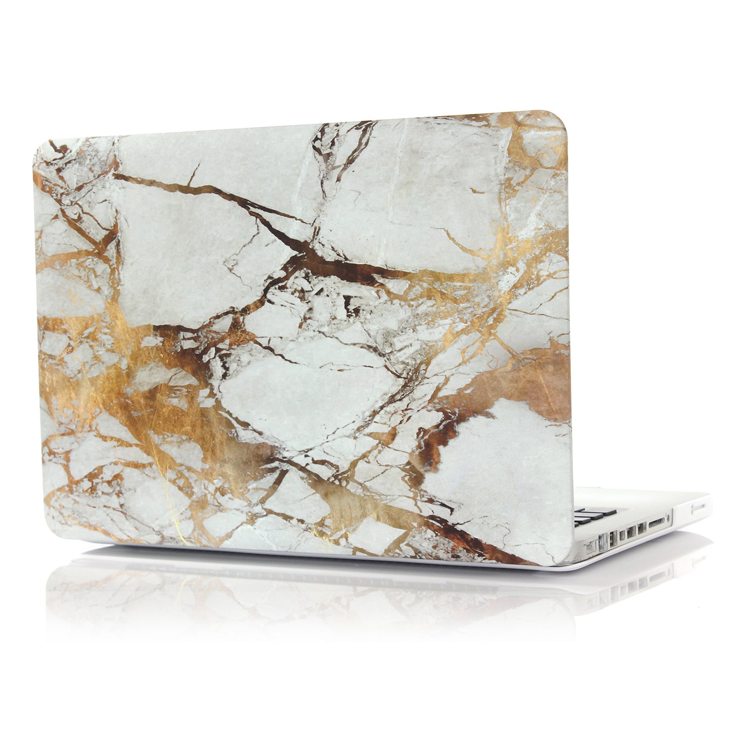 Pattern Printing Hard PC Protective Laptop Case Cover for MacBook 16 Pro (A2141) - White/Gold/Marble