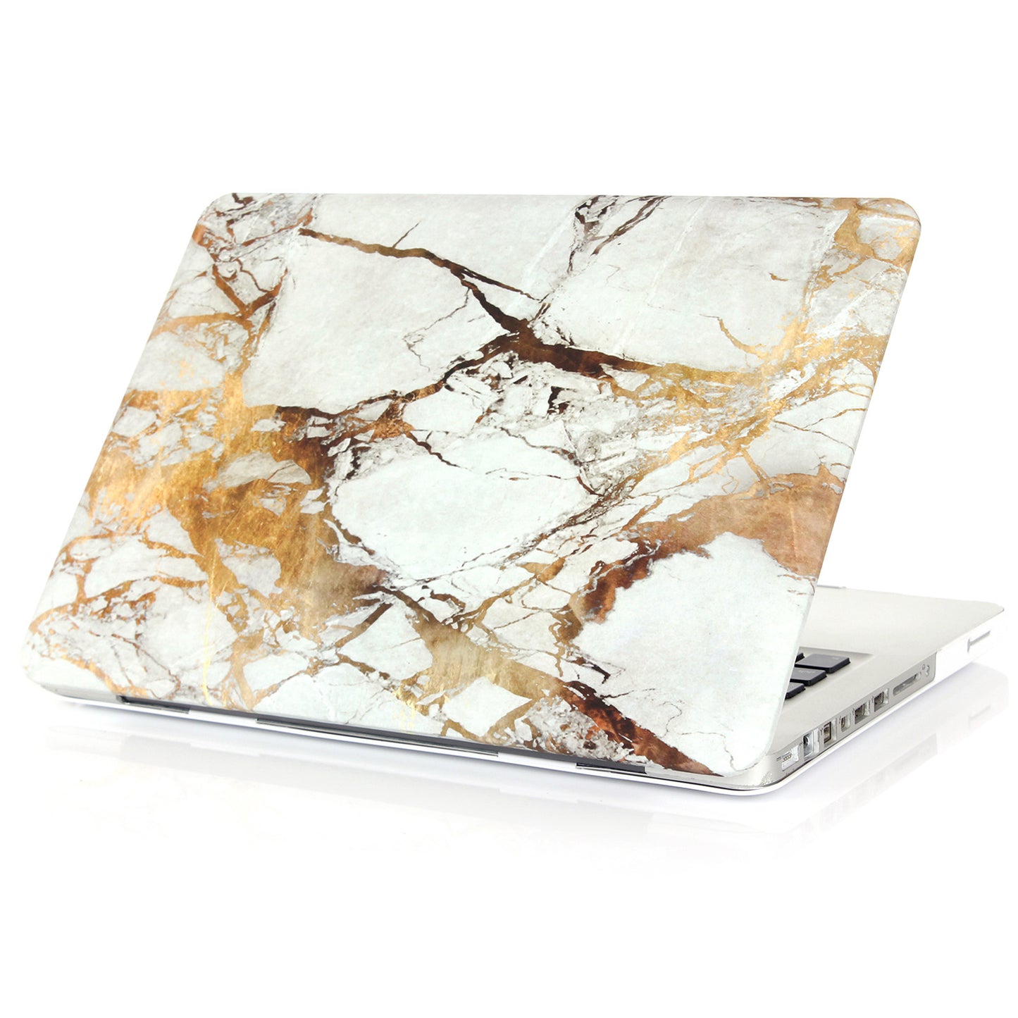 Pattern Printing Hard PC Protective Laptop Case Cover for MacBook 16 Pro (A2141) - White/Gold/Marble