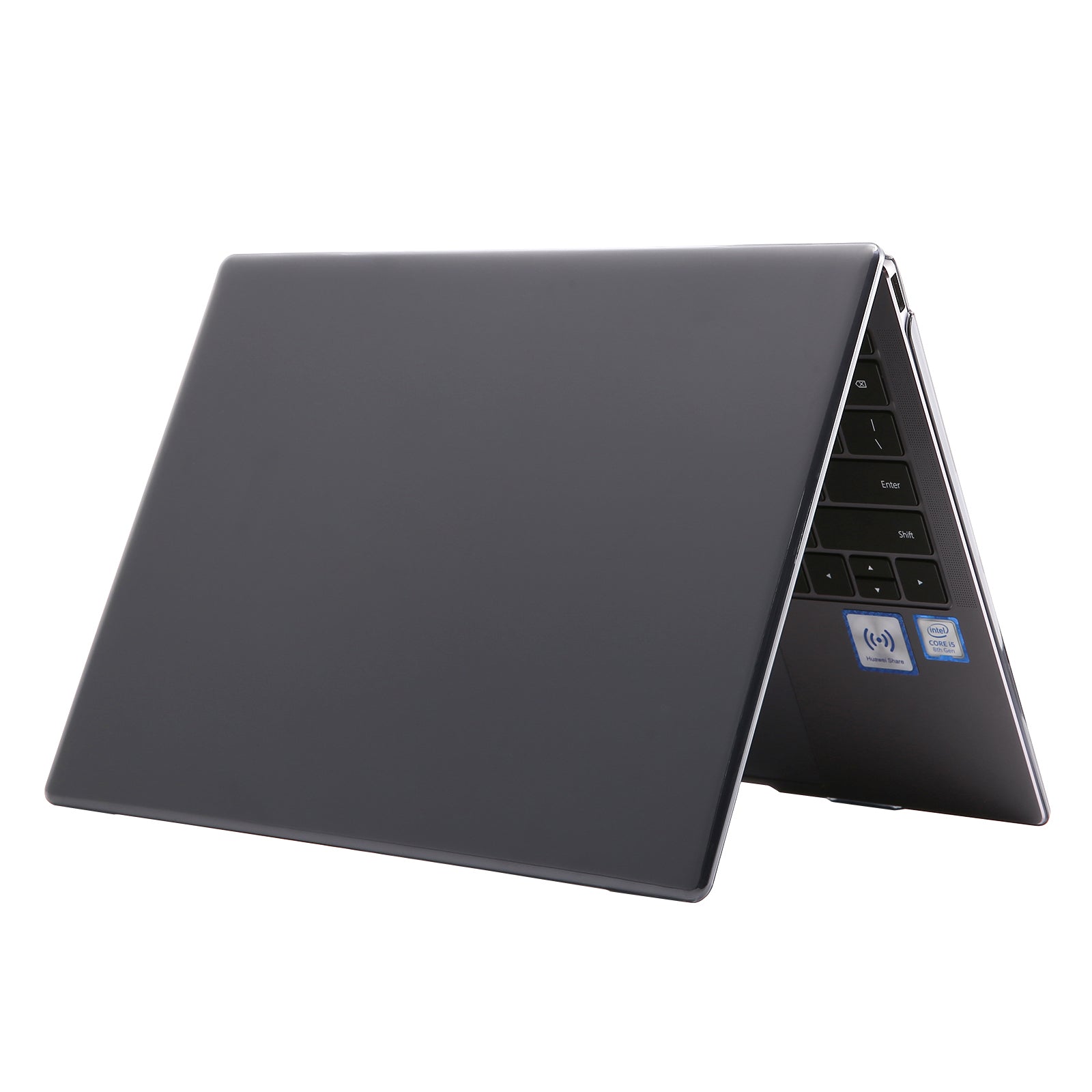 Front and Back Protective Shell Shockproof Anti-scratch Clear PC Cover with Hollow-out Bottom for MateBook 14-inch 2021 - Transparent Black