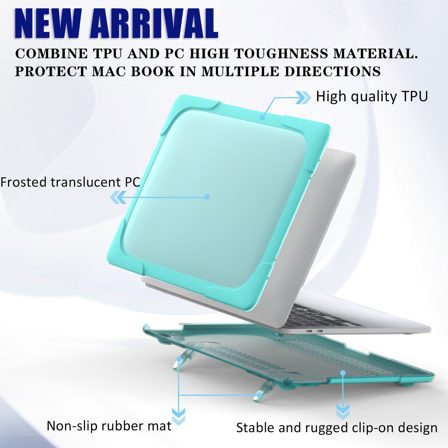 Hard PC Laptop Case Sleeve Notebook Computer Cover with Supporting Stand for MacBook Pro 13inch A2251 / A2289 / A2338 - Blue