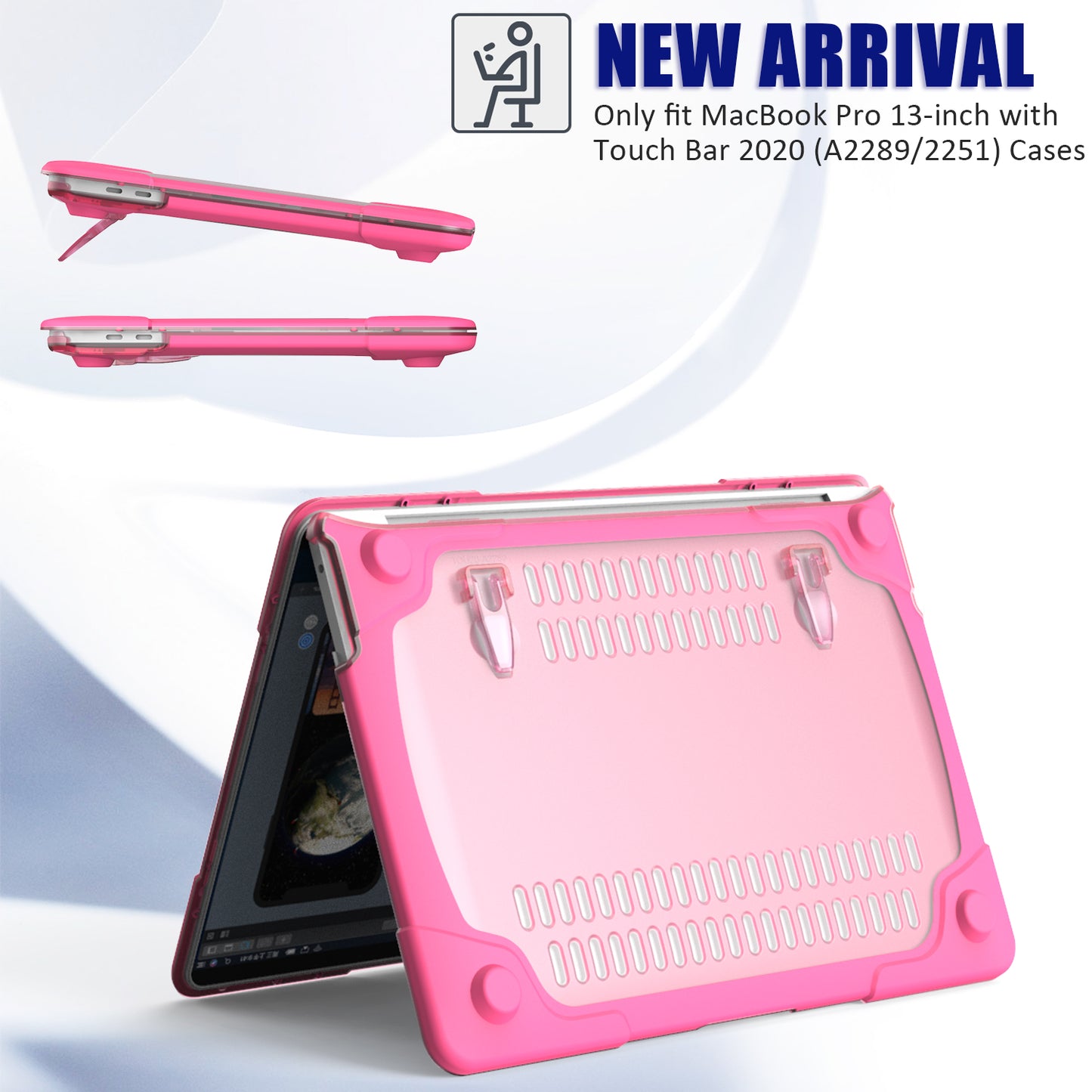 Hard PC Laptop Case Sleeve Notebook Computer Cover with Supporting Stand for MacBook Pro 13inch A2251 / A2289 / A2338 - Rose