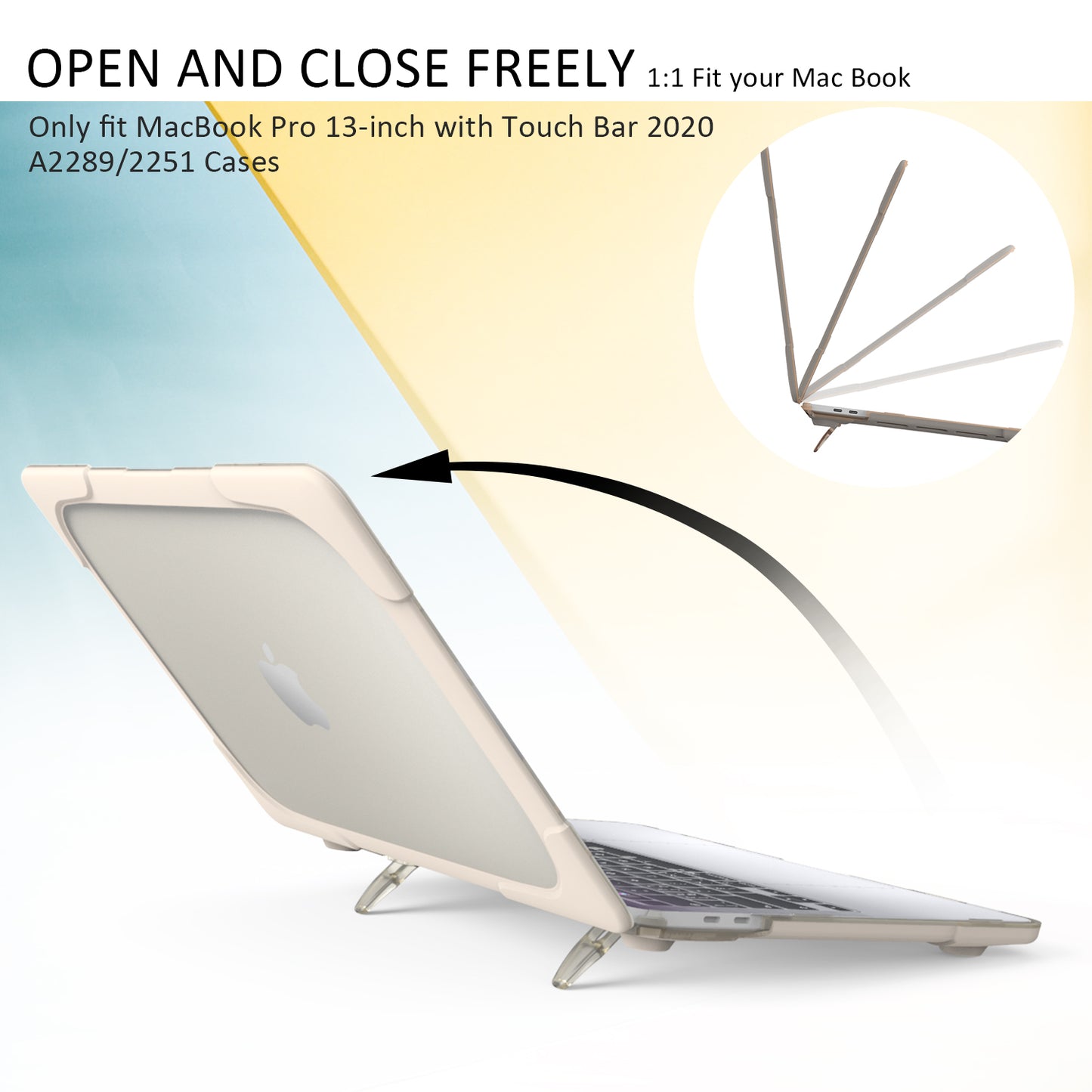 Hard PC Laptop Case Sleeve Notebook Computer Cover with Supporting Stand for MacBook Pro 13inch A2251 / A2289 / A2338 - Khaki